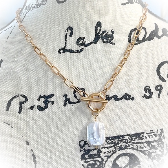 💕Stunning Marcel Louis Vintage Link Necklace with lush Pearlescent Pendant💕 - Picture 9 of 11